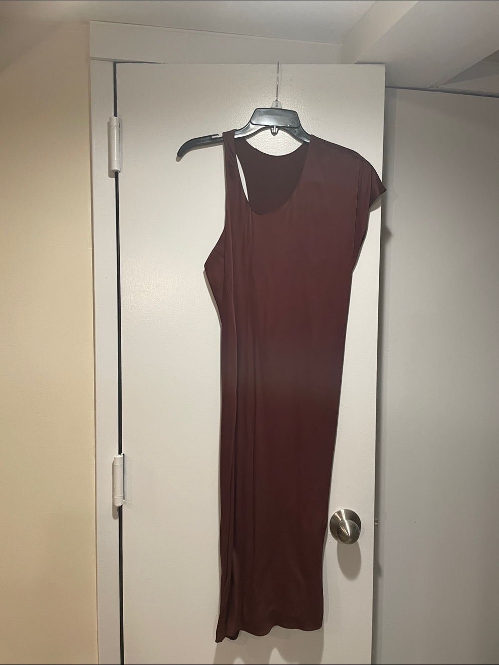 Zara Wine Asymmetrical One-Shoulder Midi Dress